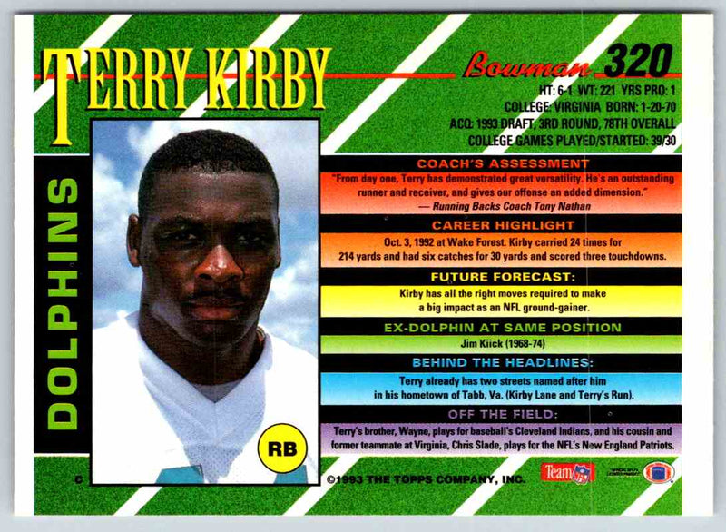 1993 Bowman Football Terry Kirby