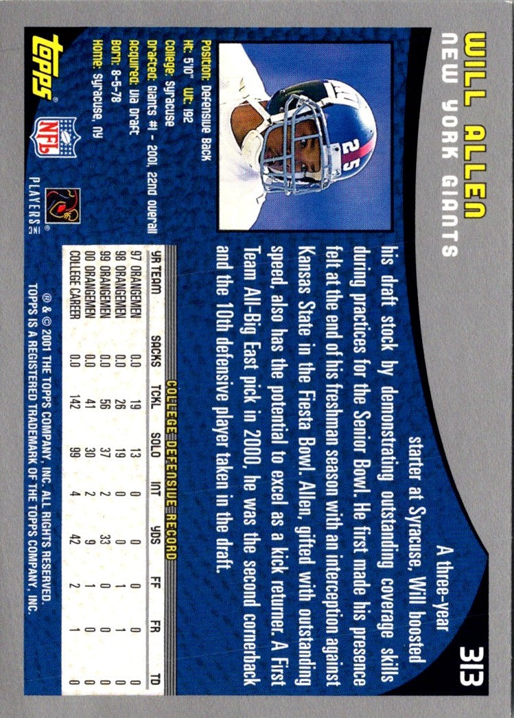 2001 Topps Will Allen