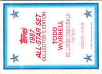 1987 Topps Glossy Send-Ins Todd Worrell #10