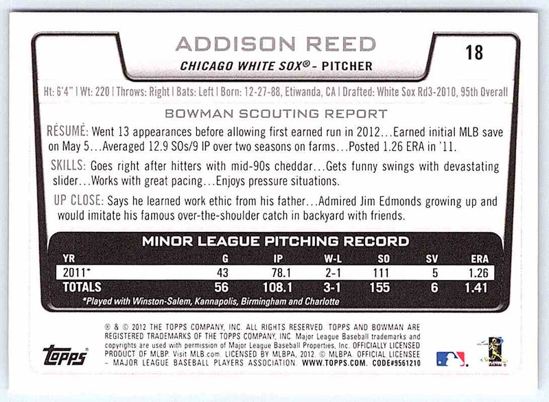 2012 Bowman Addison Reed