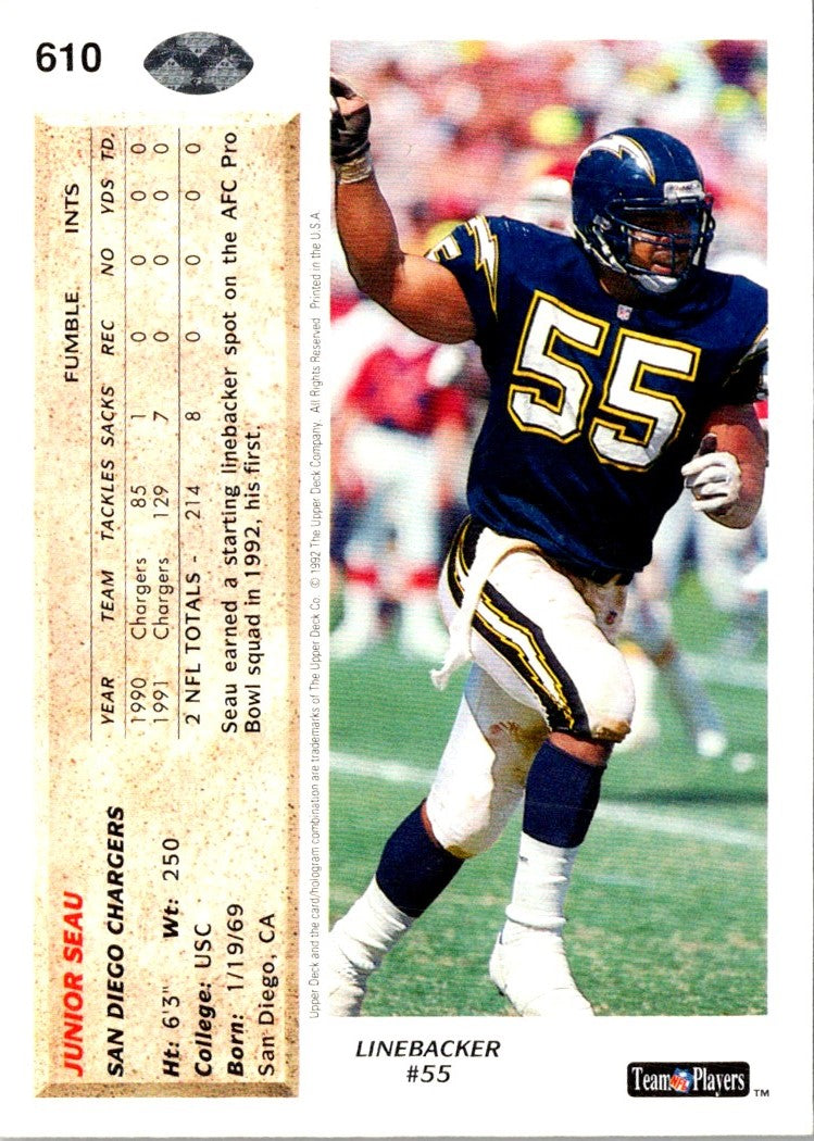 1992 Upper Deck Junior Seau