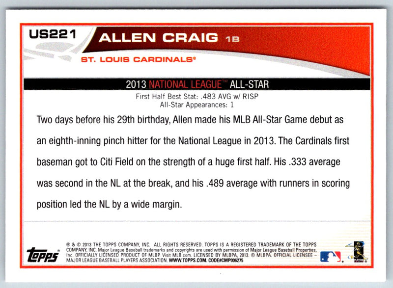 2013 Topps Update Allen Craig