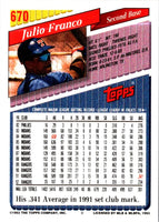 1993 Topps Gold Julio Franco #670