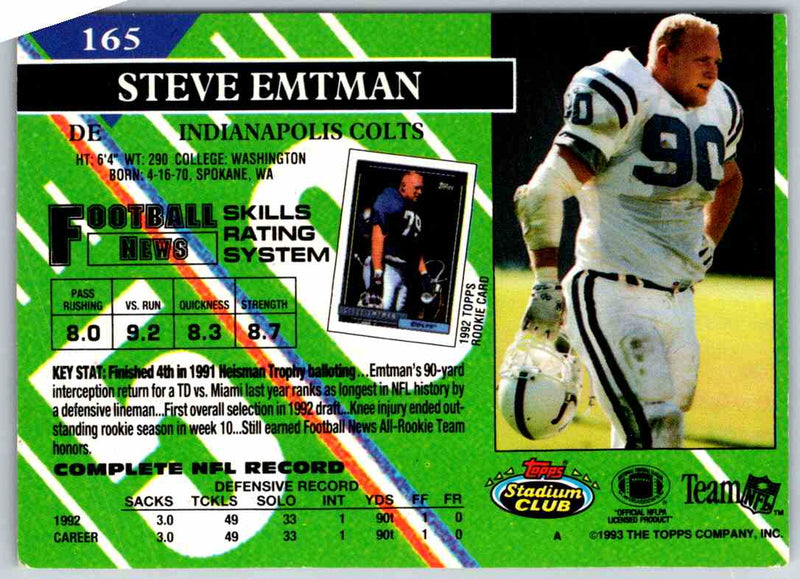 1991 Topps Stadium Club Football Steve Emtman