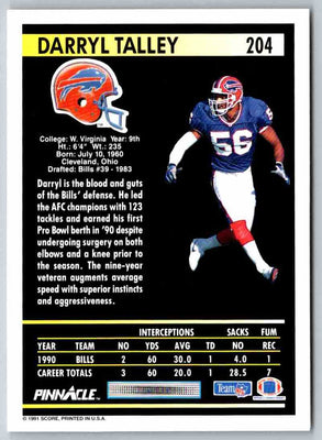 1991 Pinnacle Darryl Talley #204