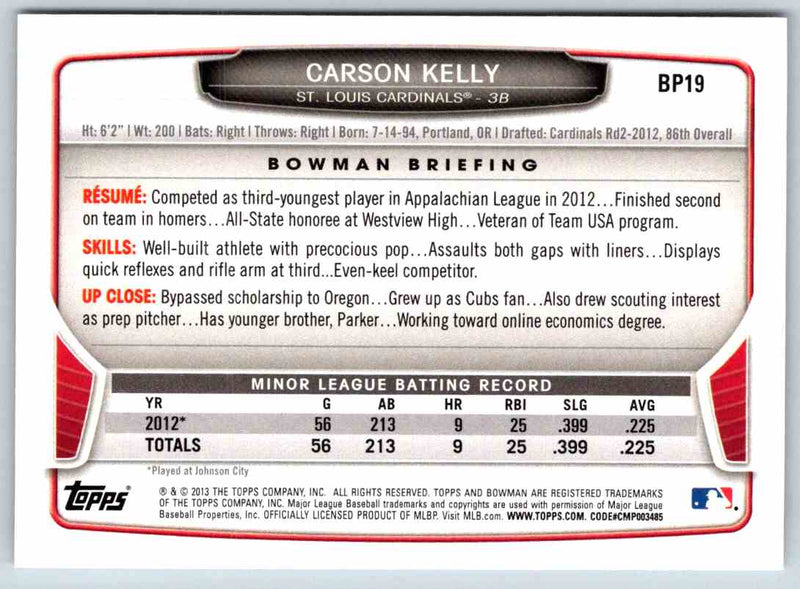 2013 Bowman Carson Kelly