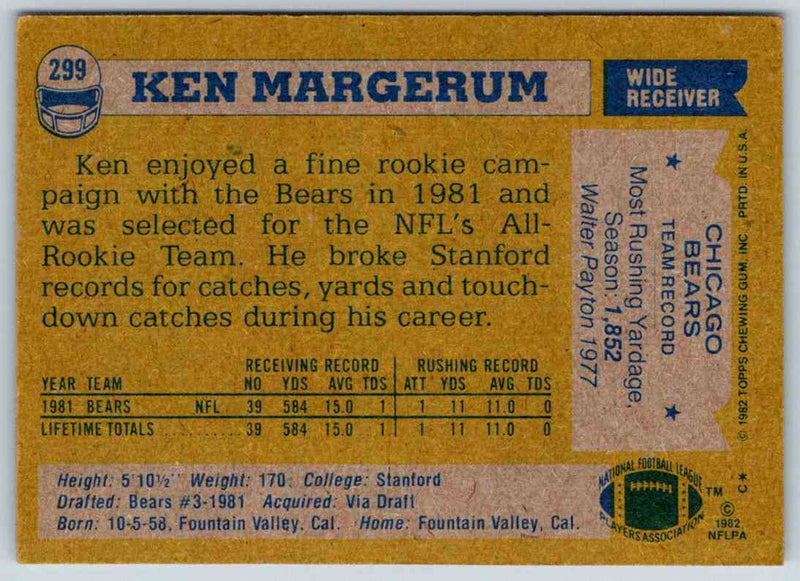 1982 Topps Ken Margerum