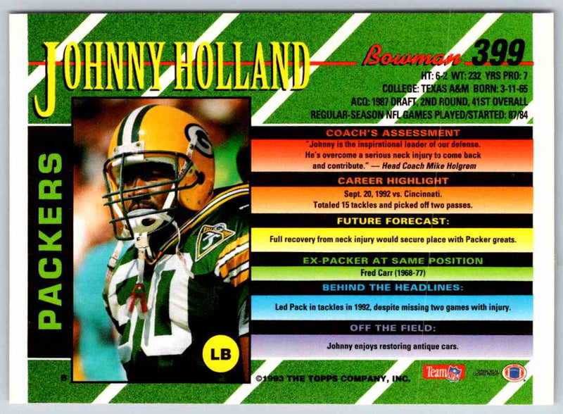 1993 Bowman Football Johnny Holland