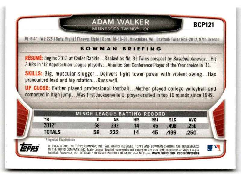 2013 Bowman Chrome Prospects Adam Walker