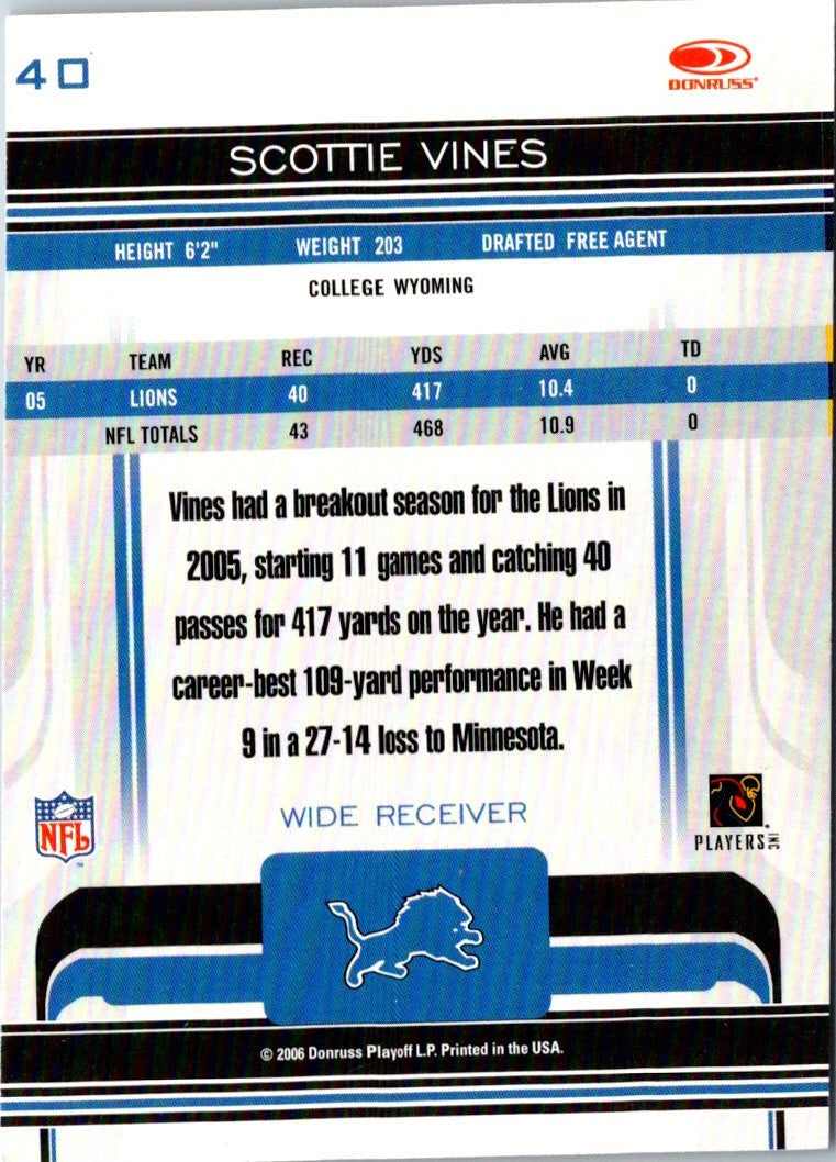2006 Donruss Gridiron Gear Scottie Vines