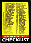 1985 Topps Checklist 1-132