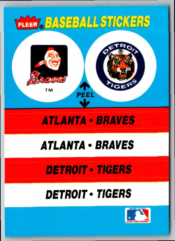 1988 Fleer Team Stickers Atlanta Braves/Detroit Tigers #NNO