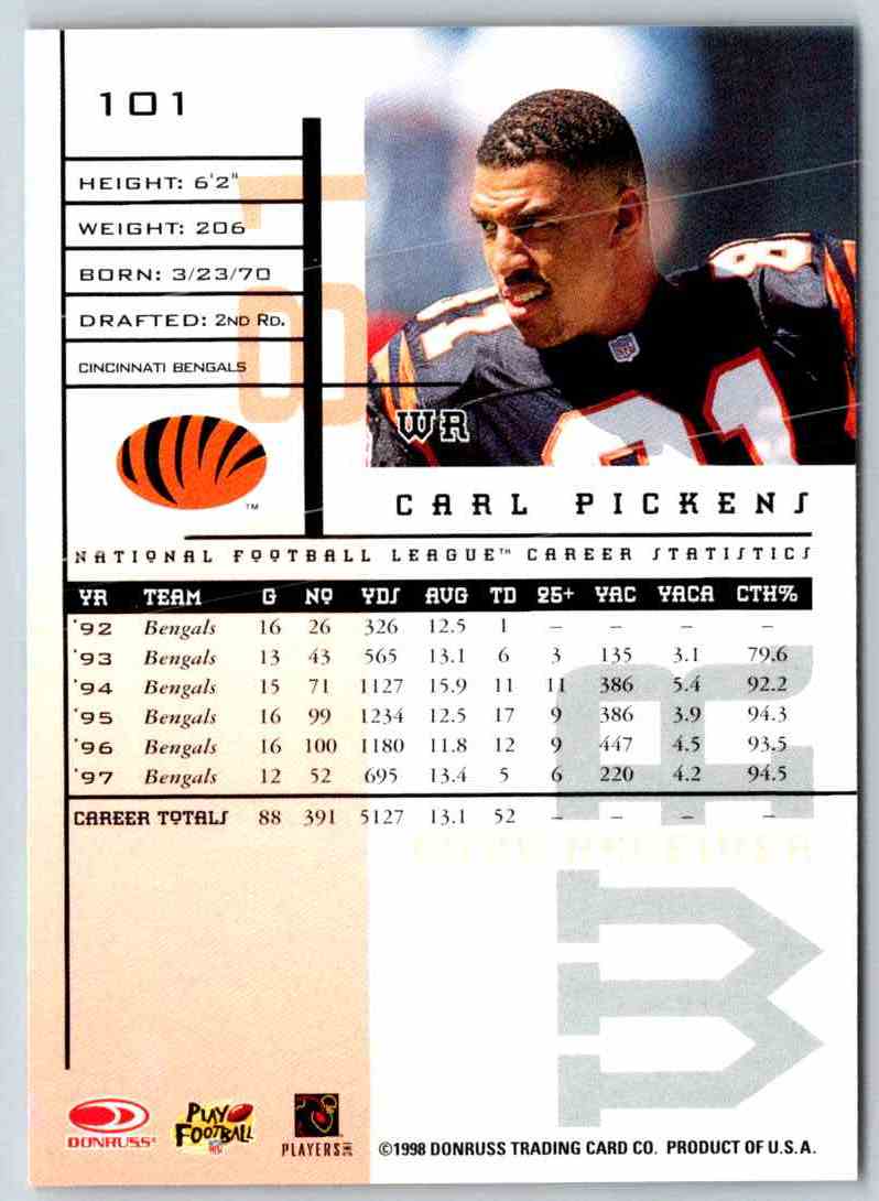 1998 Leaf Rookies And Stars Carl Pickens