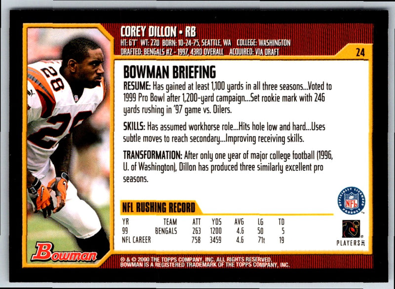 2000 Bowman Corey Dillon