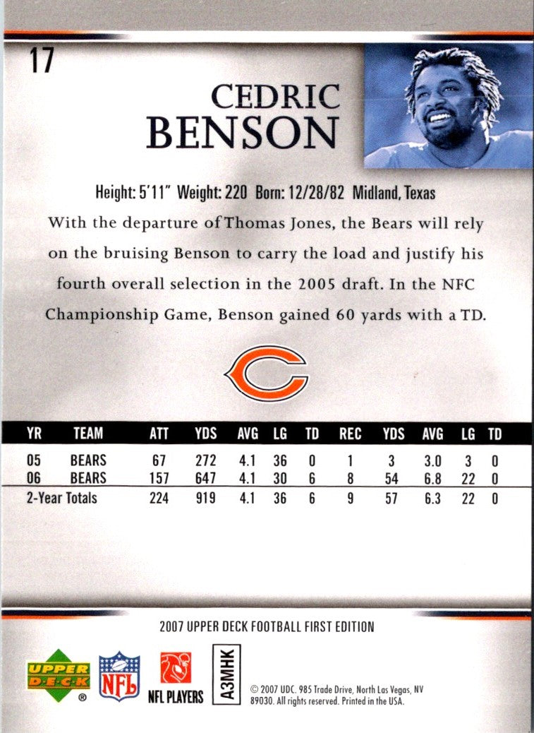 2007 Upper Deck First Edition Cedric Benson