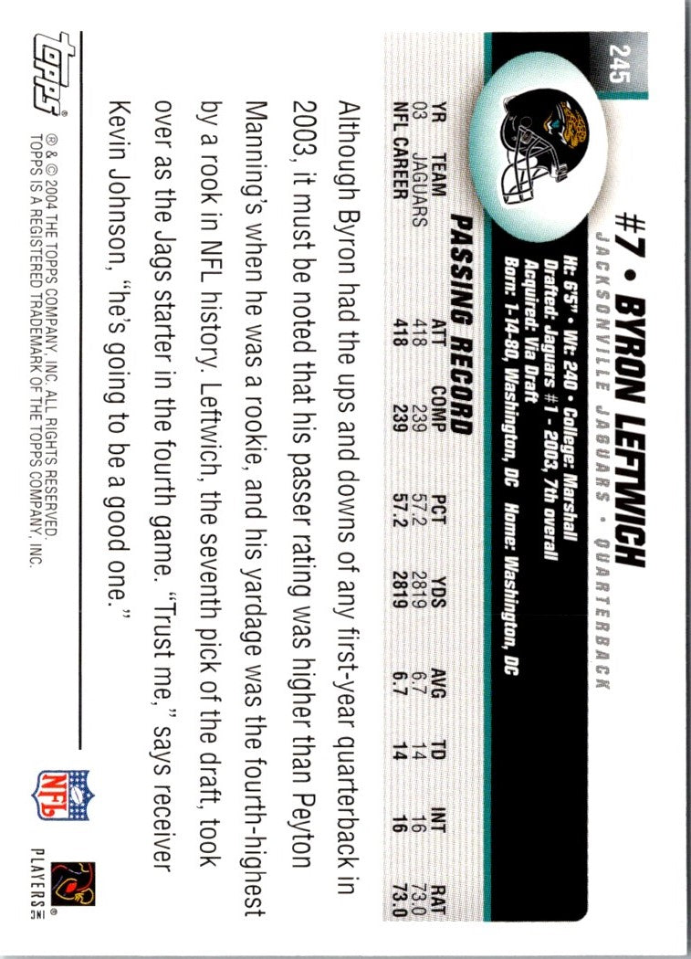 2004 Topps Byron Leftwich