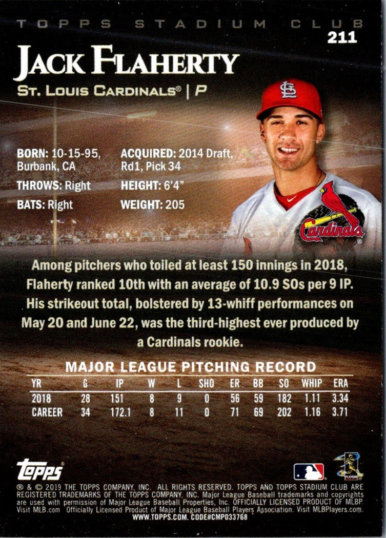 2019 Stadium Club Jack Flaherty