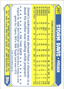 1987 Topps Traded Storm Davis
