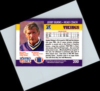 1990 Pro Set Jerry Burns #200