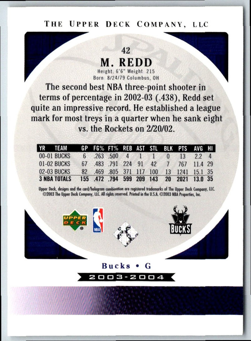 2003 Upper Deck Standing O Michael Redd