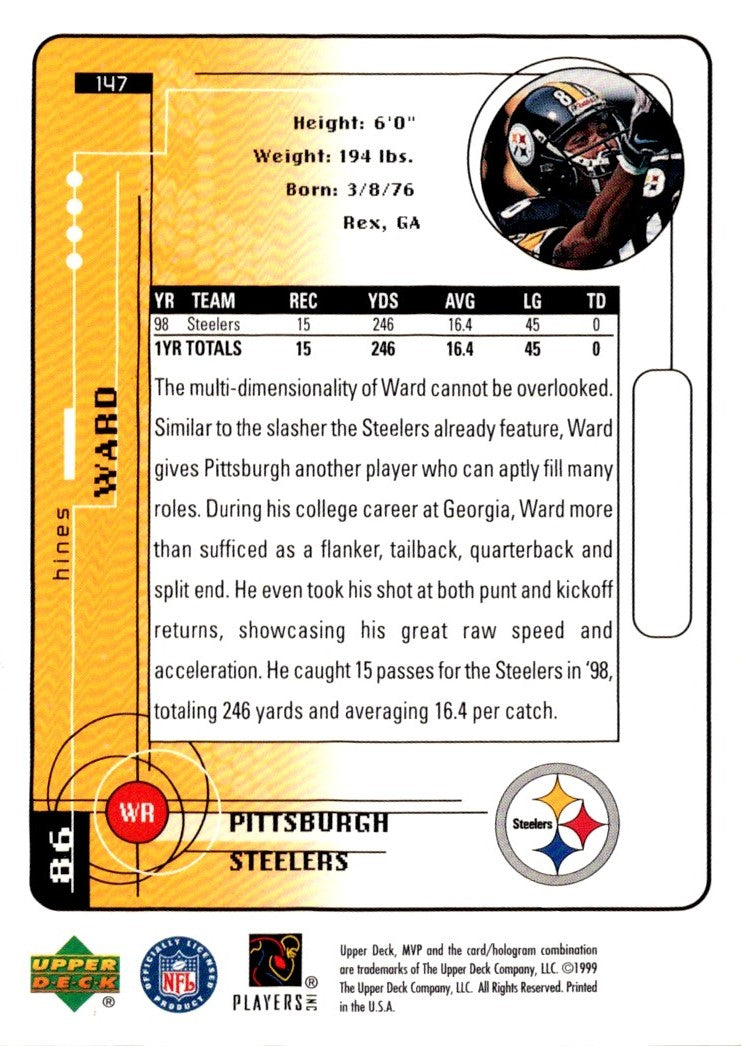 1999 Upper Deck MVP Hines Ward