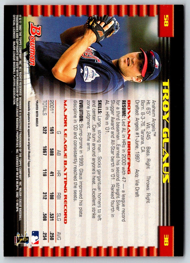 2002 Bowman Gold Troy Glaus