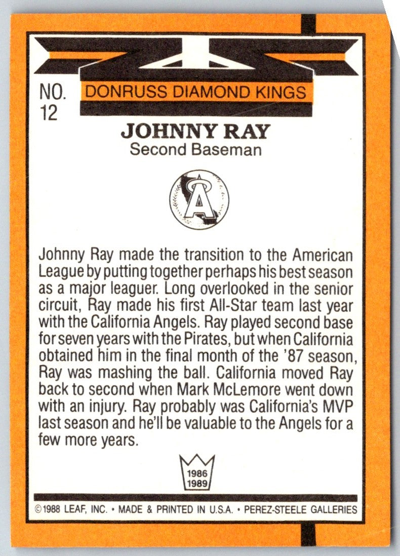 1989 Donruss Diamond King Johnny Ray