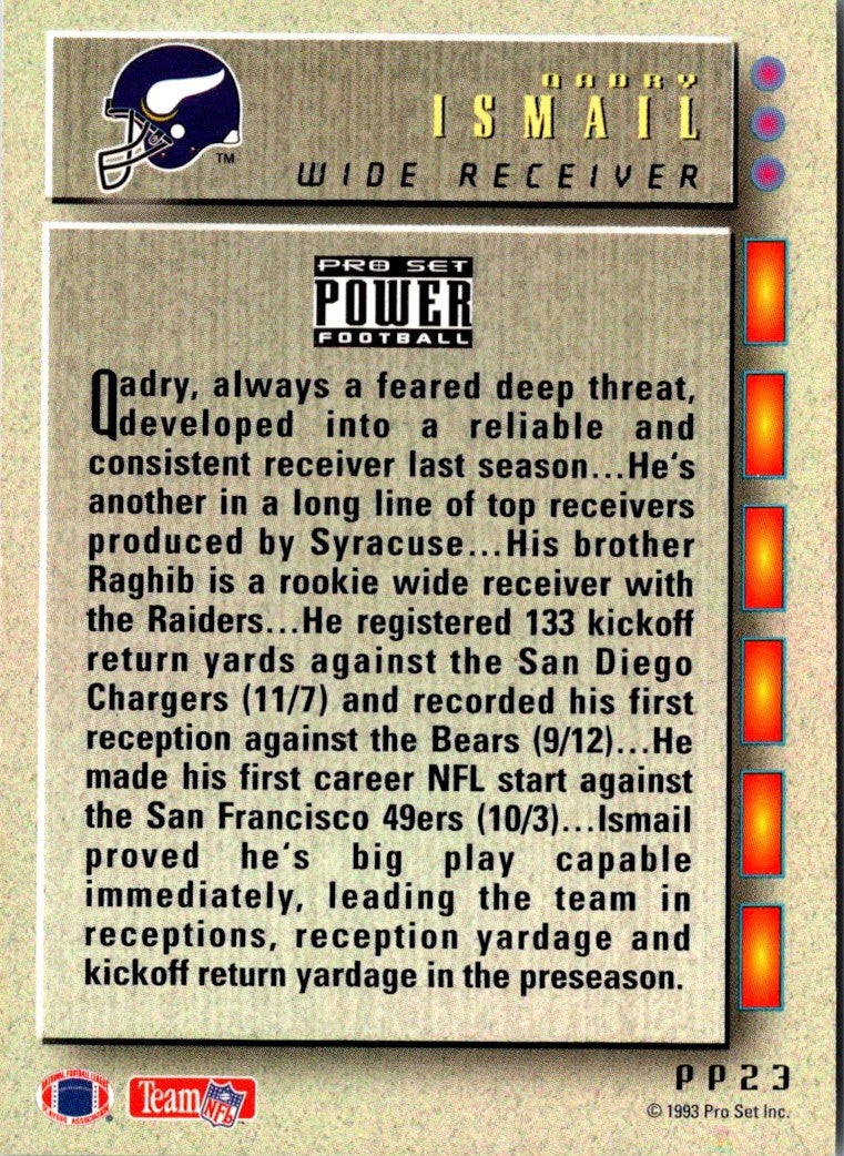 1993 Pro Set Power Update Prospects Gold Qadry Ismail