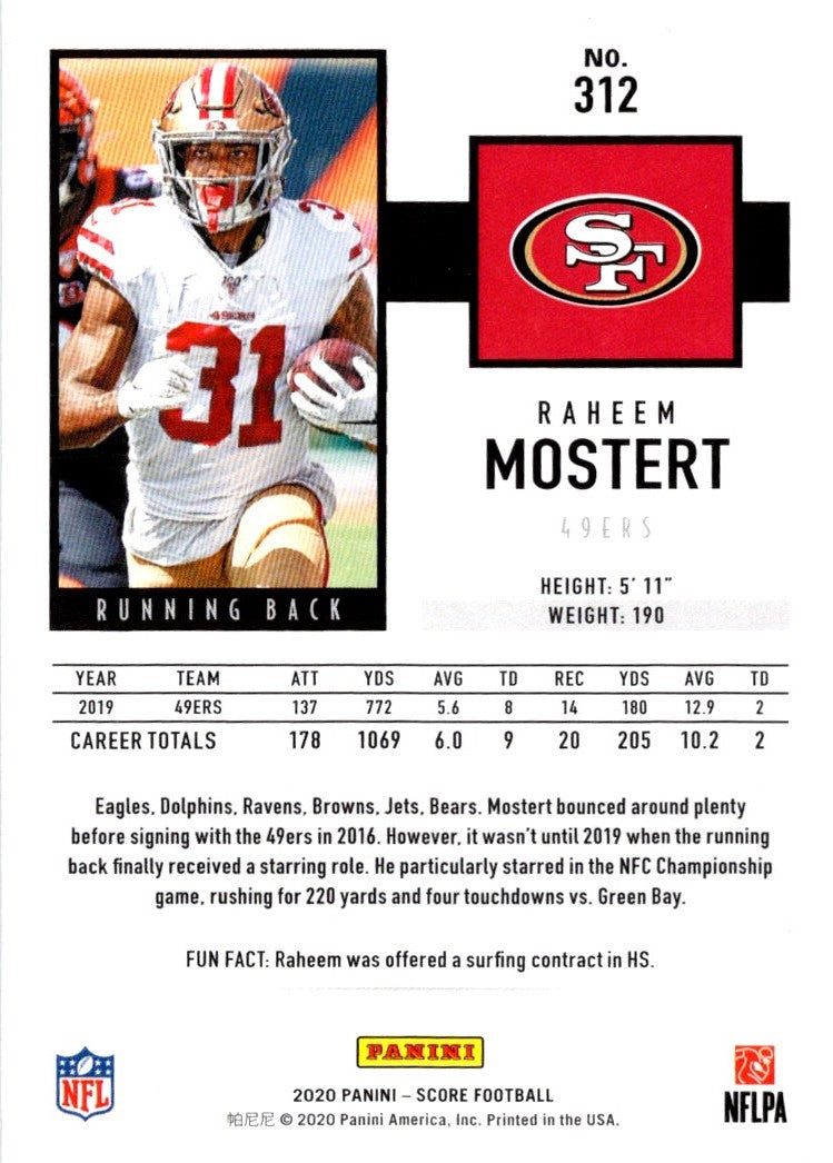 2020 Score Raheem Mostert