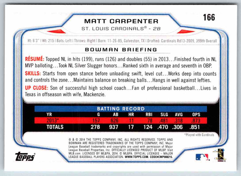 2014 Bowman Matt Carpenter