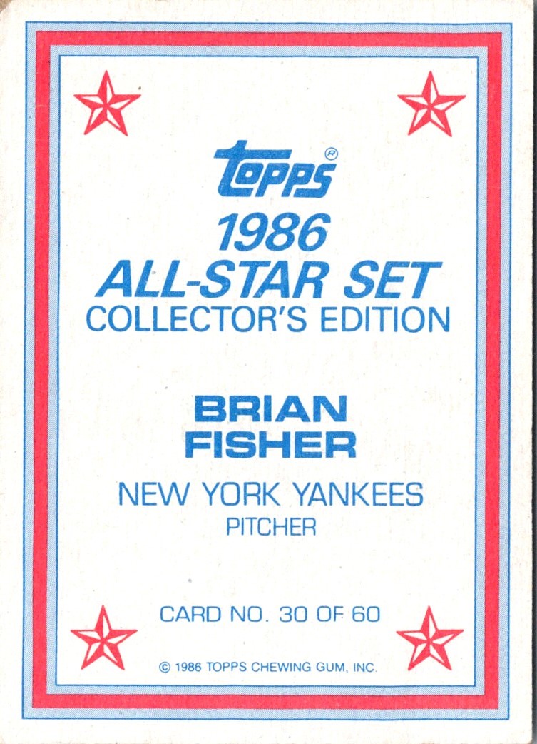 1986 Topps Glossy Send-Ins Brian Fisher