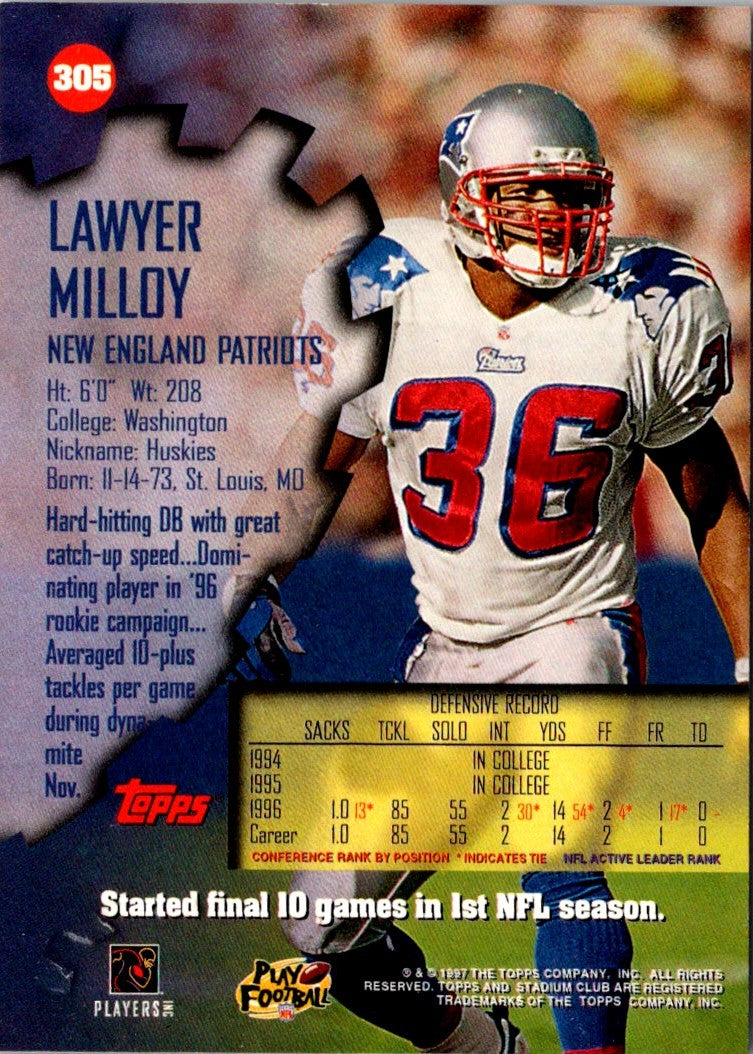 1997 Stadium Club Lawyer Milloy