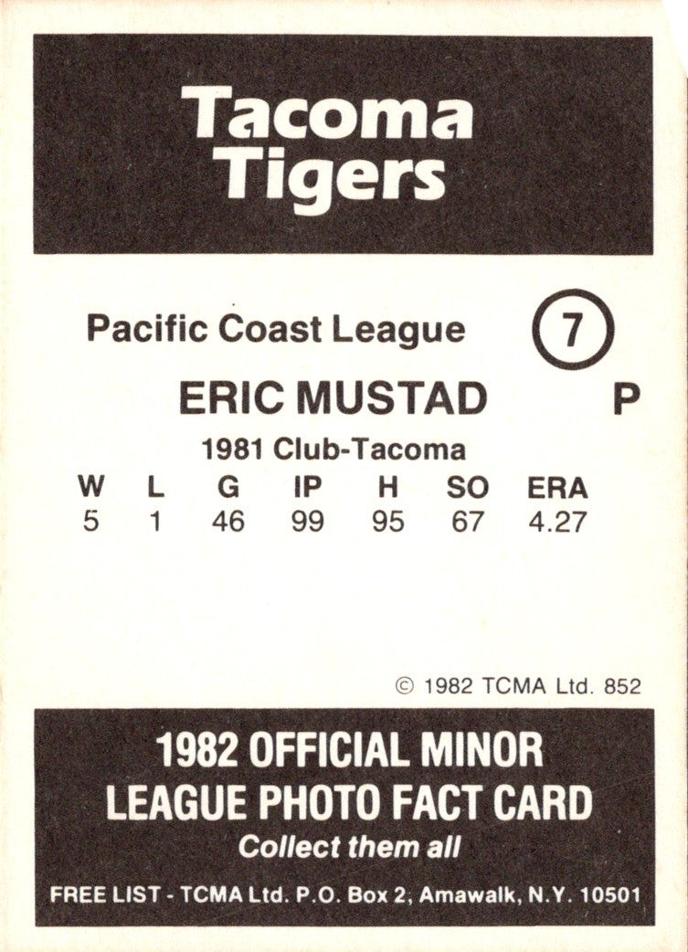 1982 TCMA Tacoma Tigers Eric Mustad