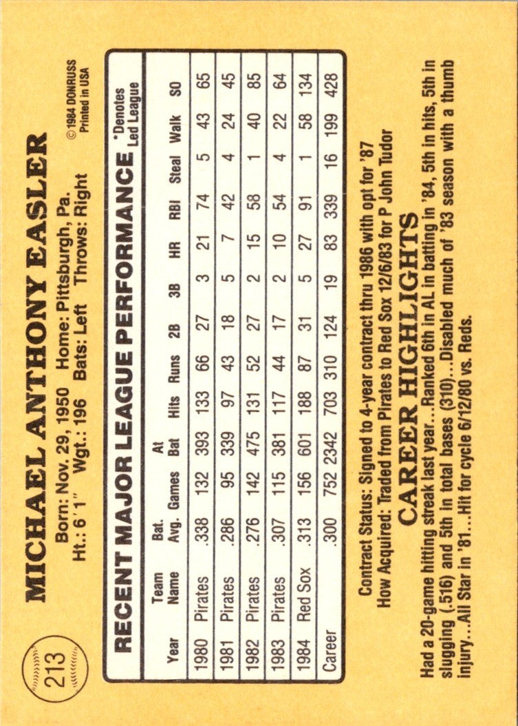 1985 Donruss Mike Easler