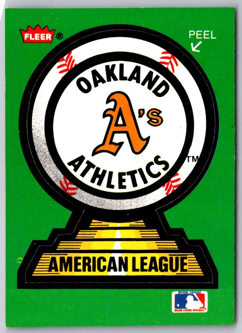 1987 Fleer Team Stickers Oakland Athletics