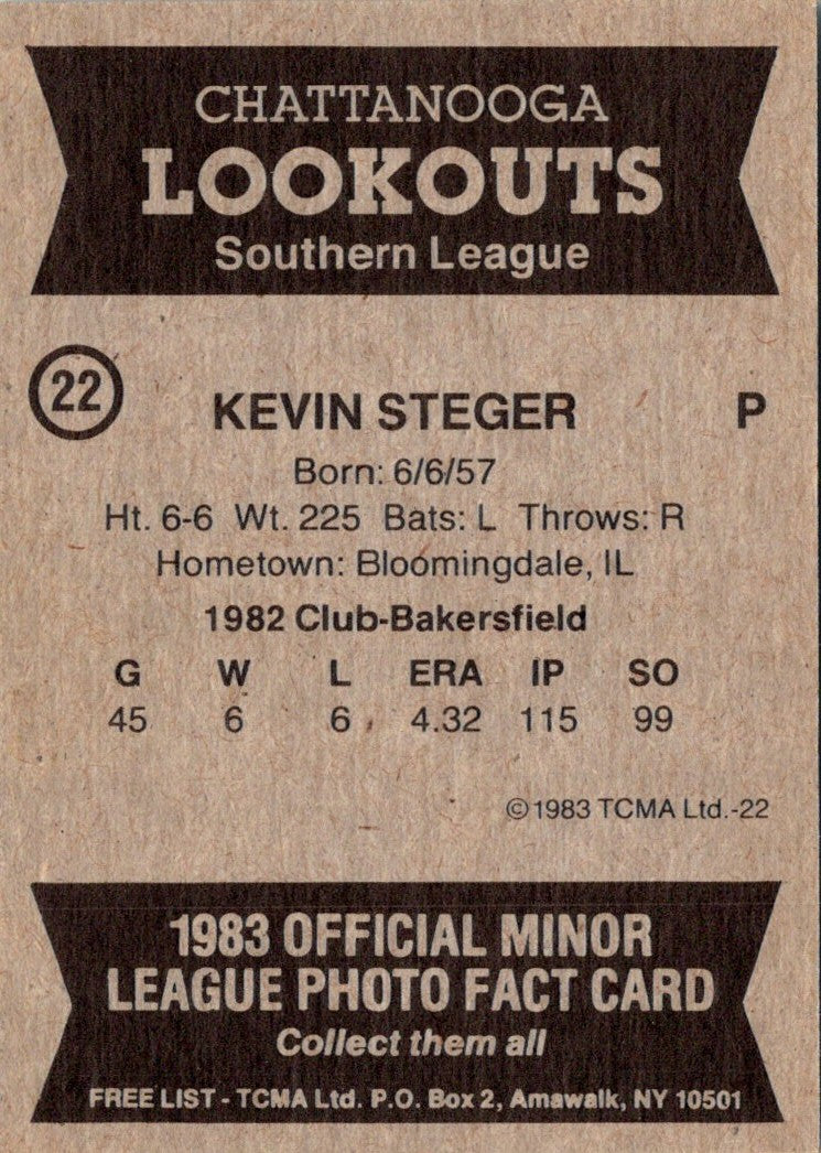 1983 TCMA Chattanooga Lookouts Kevin Steger