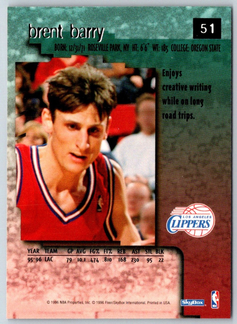 1996 SkyBox Premium Brent Barry