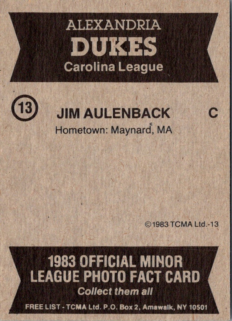 1983 TCMA Alexandria Dukes Jim Aulenback