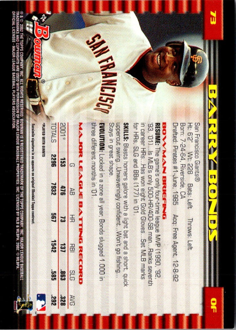 2002 Bowman Barry Bonds