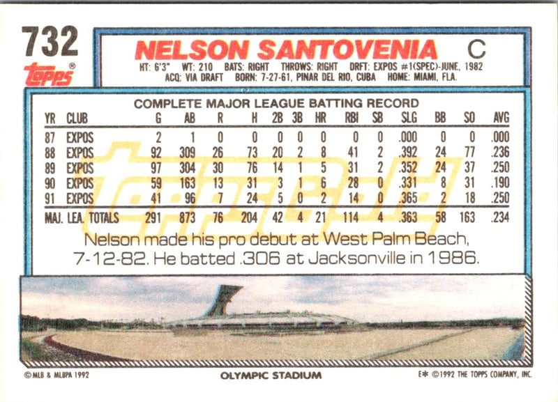 1992 Topps Nelson Santovenia