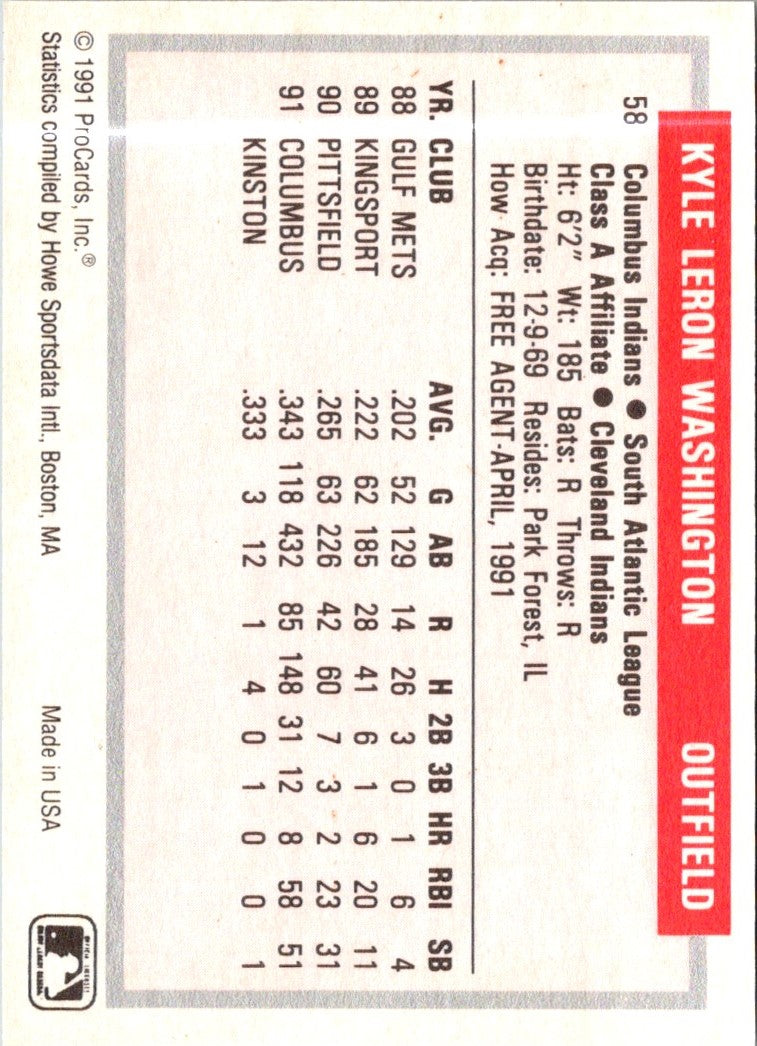 1991 ProCards Kyle Washington