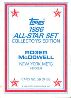 1986 Topps Glossy Send-Ins Roger McDowell #39