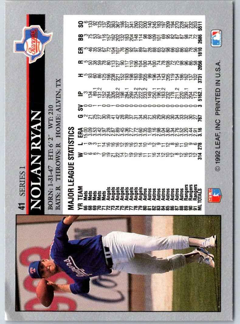 1992 Donruss Gold Leaf Stars Nolan Ryan