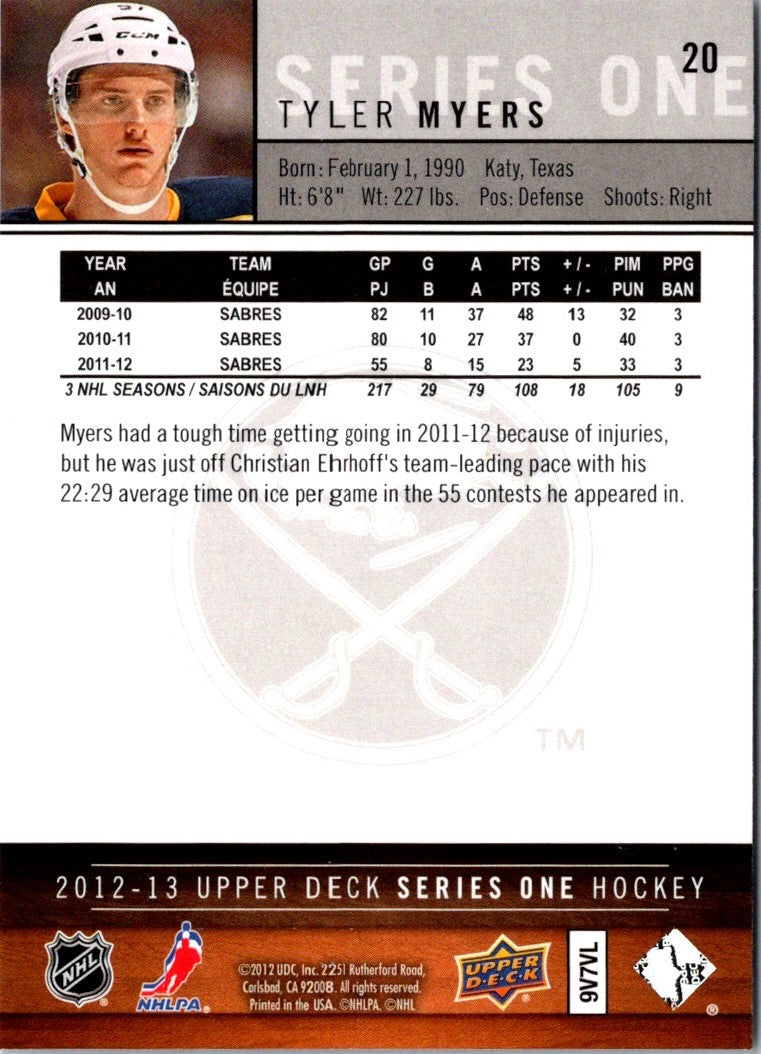 2012 Upper Deck Tyler Myers