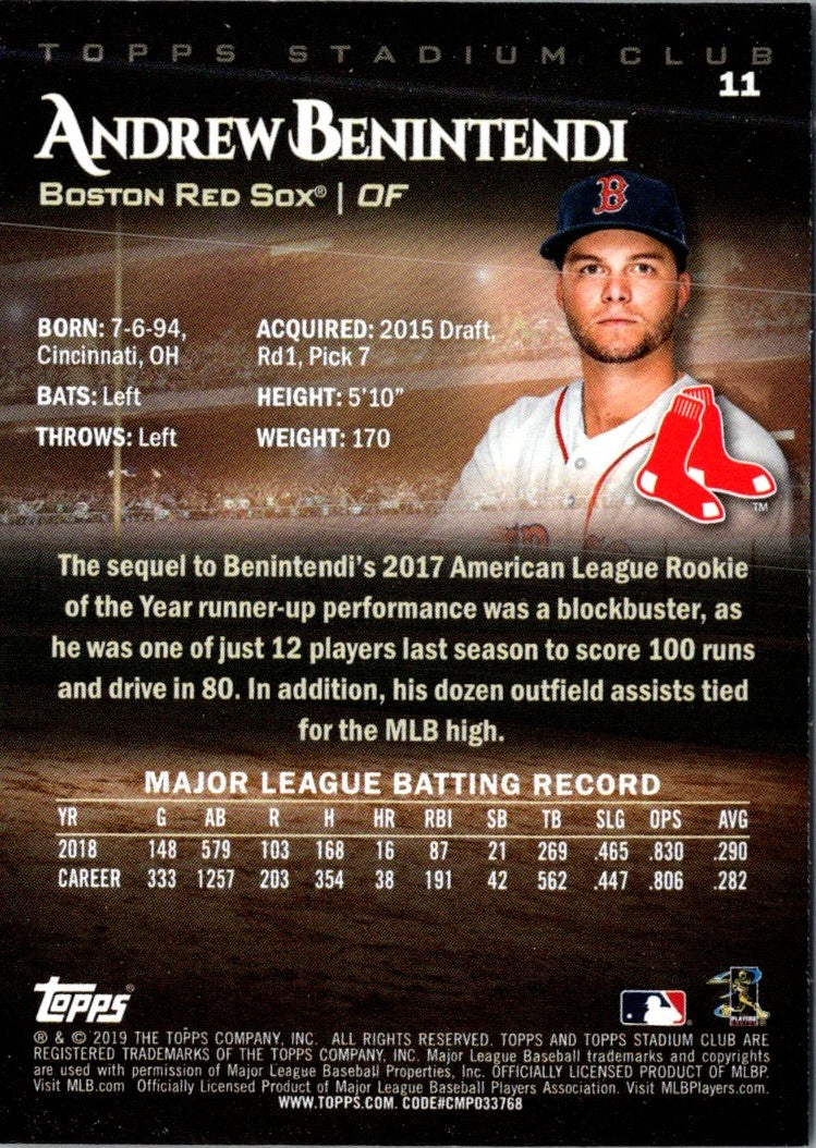 2019 Stadium Club Andrew Benintendi