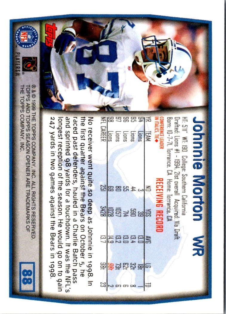 1999 Topps Season Opener Johnnie Morton