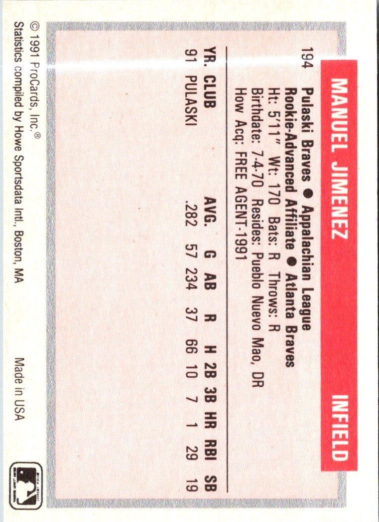 1991 ProCards Manuel Jimenez