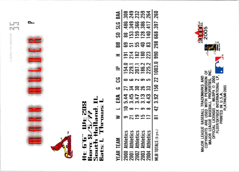 2005 Fleer Platinum Mark Mulder