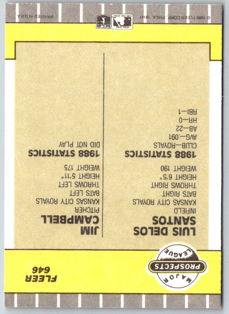 1989 Fleer Luis De Los Santos/Jim Campbell