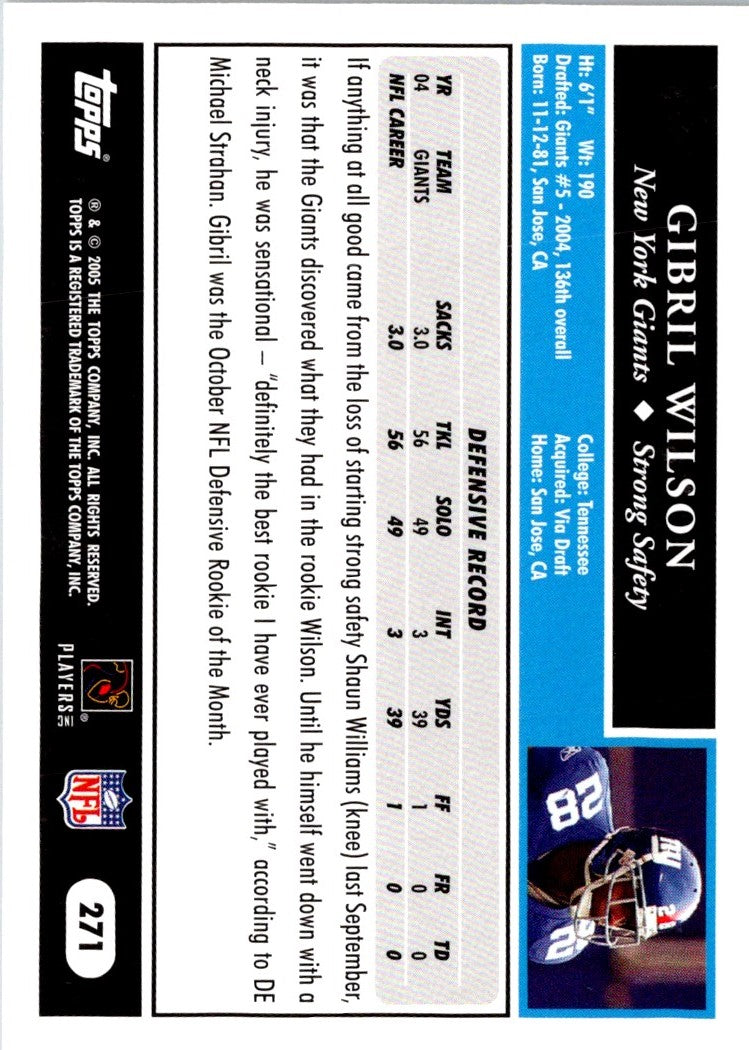 2005 Topps Gibril Wilson